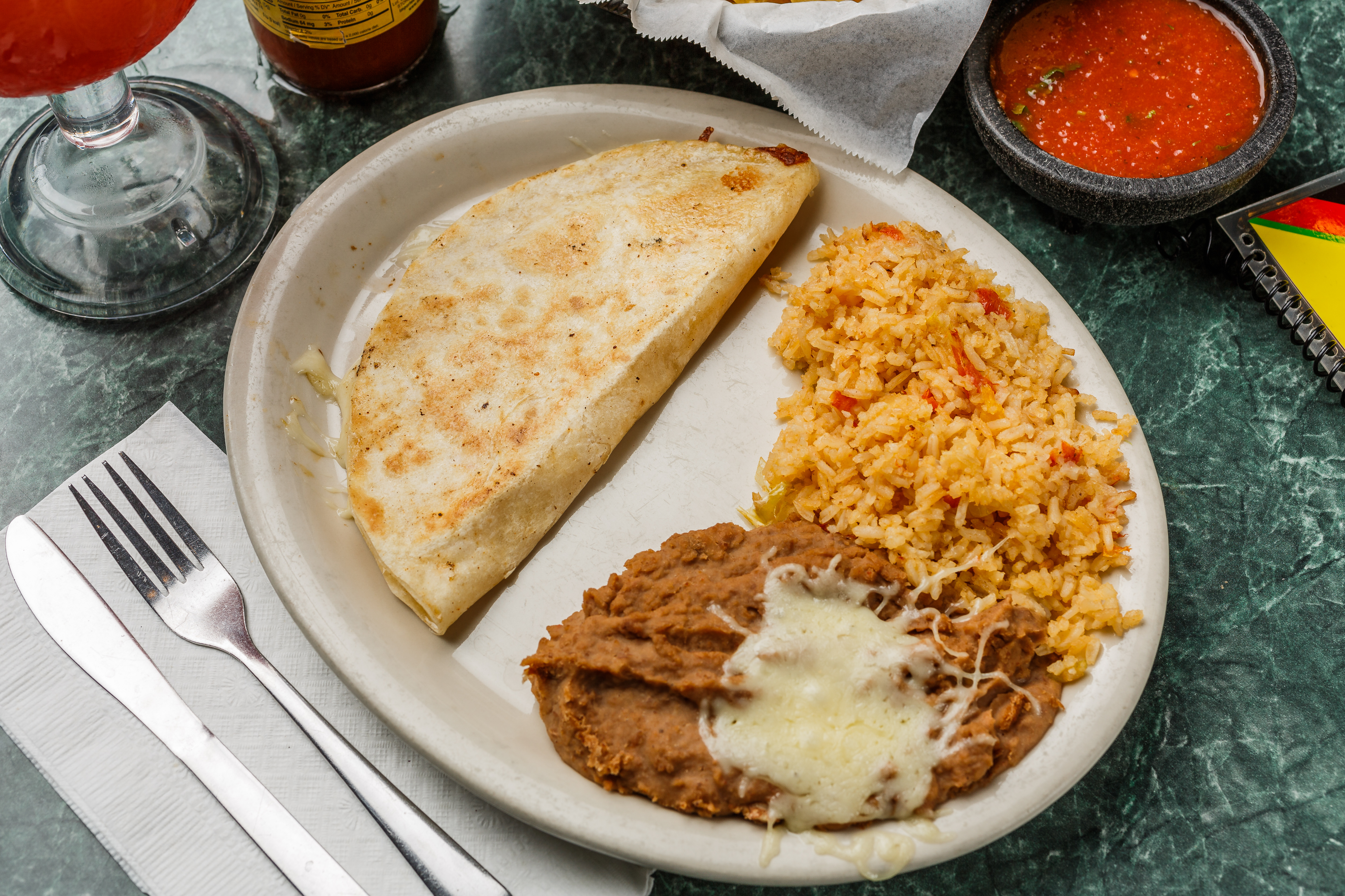 El Sombrero Mexican Food Restaurant Kid's Menu Cheese Quesadilla